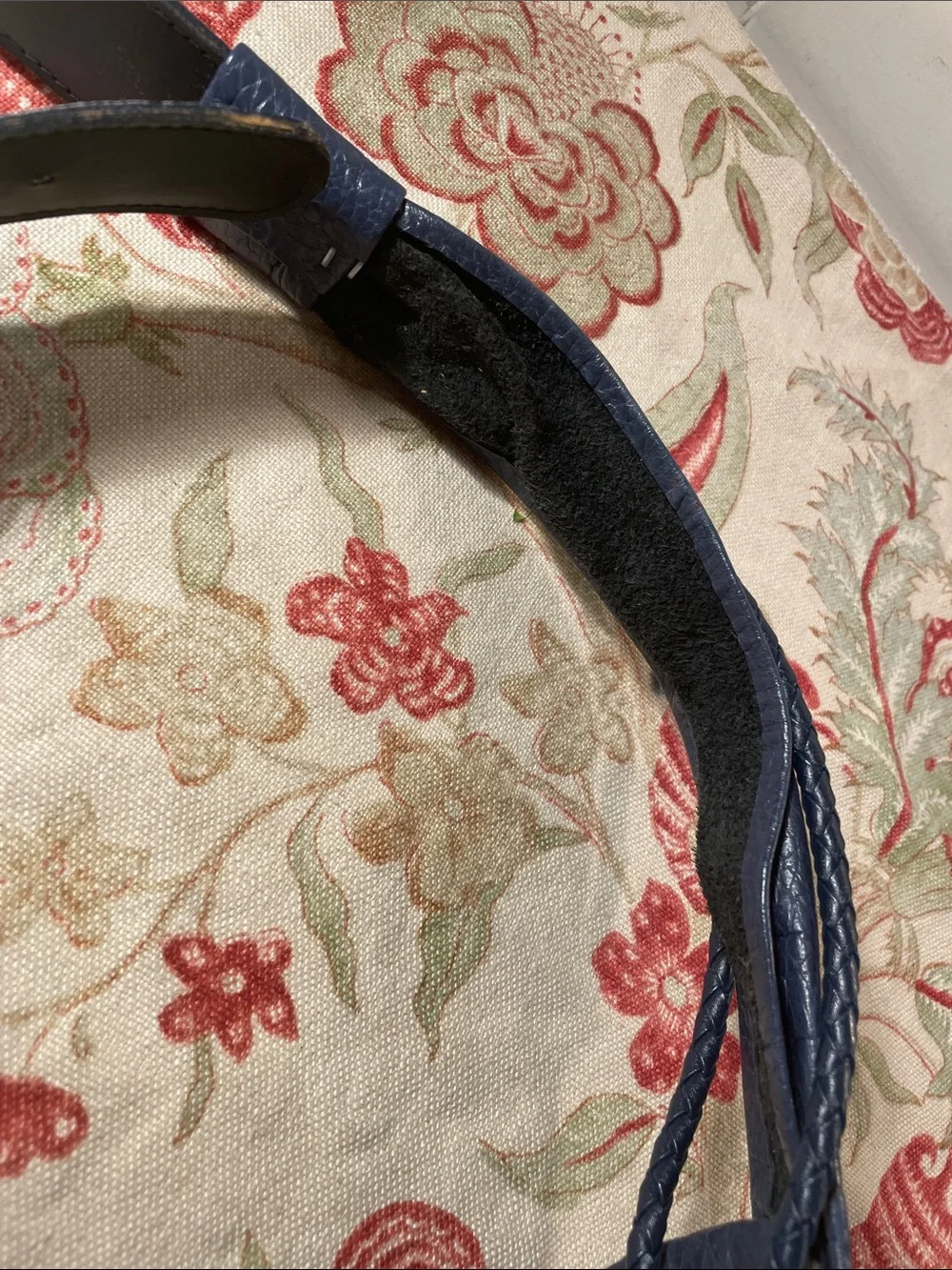 LeatherBraided Navy Leather Belt with Decorative Brown Buckle